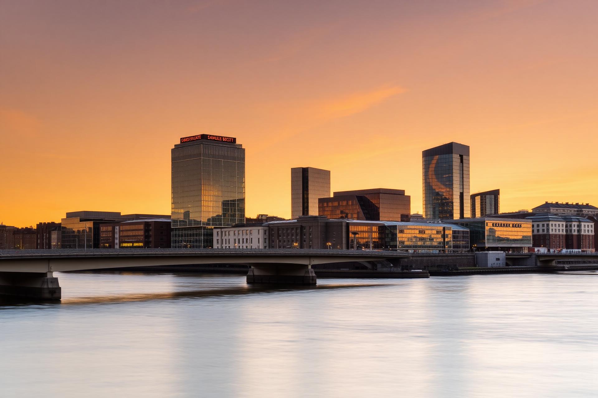 Dublin skyline at golden hour